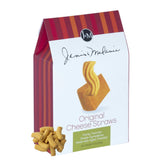 J&M Foods Original Cheese Straws packaging featuring bold cheddar flavor in a convenient 6 oz box