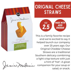 J&M Foods Original Cheese Straws closeup crisp bite reveals airy texture.