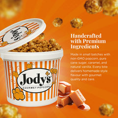 Resealable Jody's tub keeps popcorn fresh for movie nights.