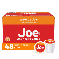 Wake Up Joe single-serve cups by Joe Knows Coffee for fast morning use