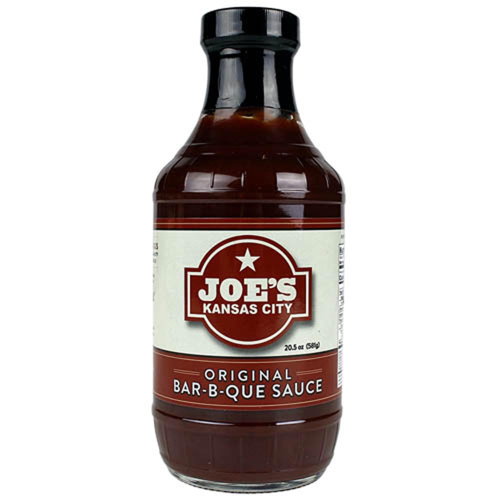 Joe's Kansas City BBQ sauce bottle label highlighting bold, award-winning flavor for grilling