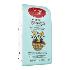 Joffrey's Dubai Chocolate Coffee ground 11oz bag with rich, smooth flavor.