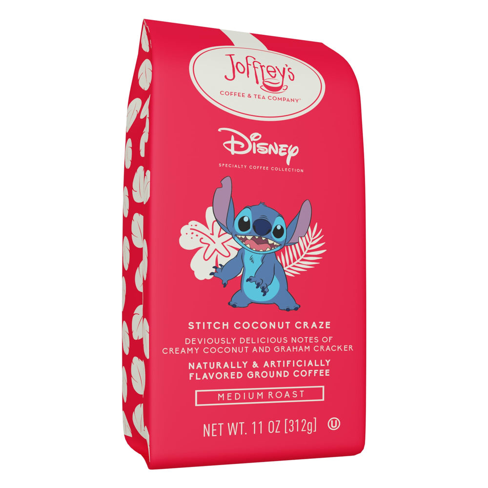 Joffrey's Stitch Coconut Craze coffee bag displays creamy coconut notes for a tropical aroma.