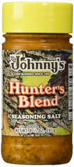 Johnny's Hunter seasoning salt front view highlights natural ingredients for authentic flavor.