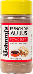 Johnny's French Dip Au Jus Powder packaging on shelf for quick prep.