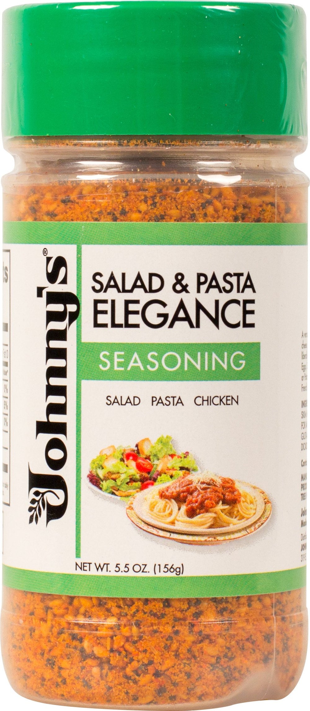 Johnny's Salad and Pasta Elegance bottle pour adds parmesan topping to salads.