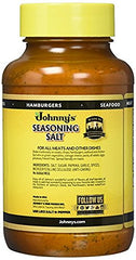 Johnny's Seasoning Salt bottle-front highlights a premium blend to elevate steaks and eggs.