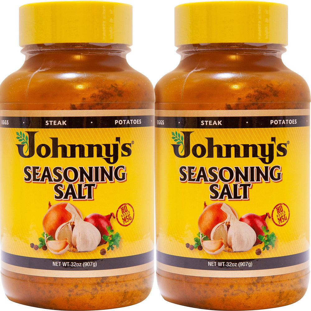 Johnny's Seasoning Salt pack-2 on counter, a versatile pantry staple.