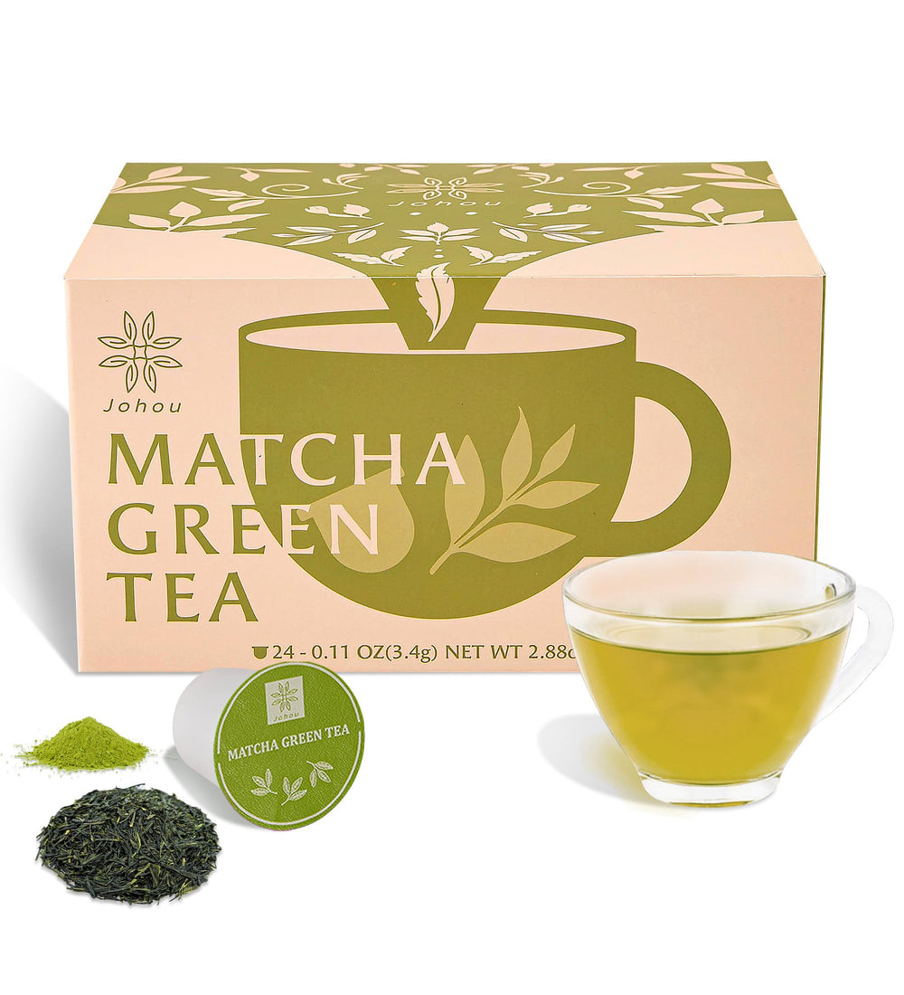 Johou Matcha pods close-up showing vibrant green color for a calm focus cup