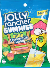 Jolly Rancher Gummies Sour Lemonade Stand bag with bright flavors for tangy snacking.