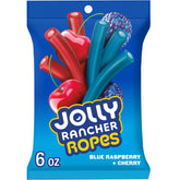JOLLY RANCHER Ropes blue raspberry and cherry bag front view, ideal for sharing.