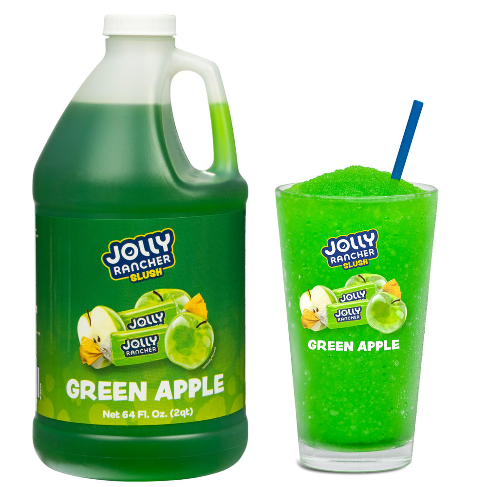 Jolly Rancher Slush Green Apple bottle pouring shows easy, mess-free dispensing for busy venues.