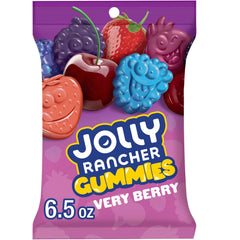 JOLLY RANCHER Very Berry Gummies bag front with colorful fruit shapes for family snacking