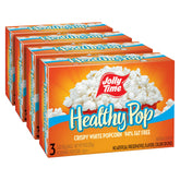 Jolly Time Healthy Pop box packaging with three-ounce bags for convenient snacking.