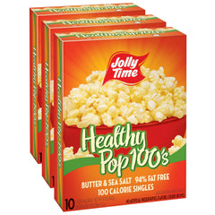 Jolly Time Healthy Pop Butter mini bag packaging, convenient single-serve snack for on-the-go.