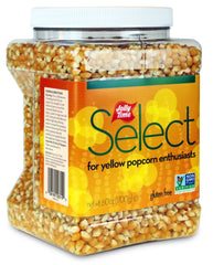 Jolly Time popcorn kernels in a 60-ounce jug, ideal for family movie nights.