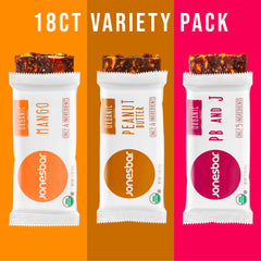 Jonesbar mango almond bar packaging, family-friendly snack