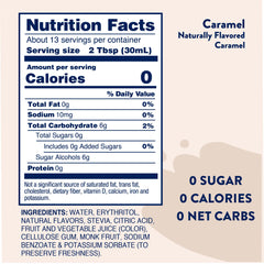 Jordan's Skinny Mixes caramel syrup label closeup highlights natural sweeteners.