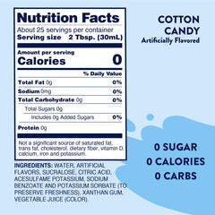 Jordan's Skinny Mixes Cotton Candy water enhancer in a sparkling glass.