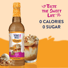 Jordan's Skinny Mixes label close-up on gluten-free kosher Apple Crisp syrup