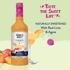 Jordan's Skinny Mixes Peach Margarita Mix poured over ice for a refreshing mocktail.
