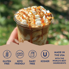 Smoothie with Jordan's Skinny Mixes salted caramel syrup for sugar-free sweetness