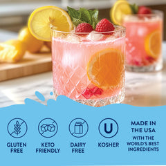 Jordan's Skinny Mixes flavor added to sparkling water in a glass