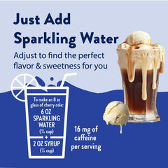 Pouring Jordan's Skinny Mixes syrup into iced tea for bright, sugar-free taste.