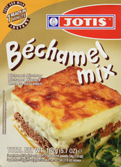 Jotis Bechamel Mix box packaging highlights brand for quick, creamy sauces