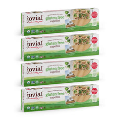 Jovial Brown Rice Capellini packaging highlighting organic gluten-free pasta.