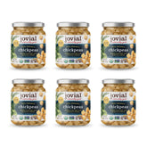 Jovial chickpeas in a glass jar, ready to eat for quick meals