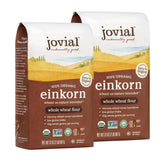 Jovial Einkorn flour packaging highlights organic, non-GMO quality for baking.