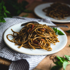 Jovial Einkorn Spaghetti cooking scene highlighting silky texture
