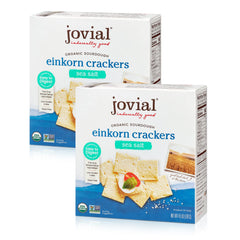 Jovial Organic Sourdough Einkorn Crackers pack shot showing crisp texture and organic ingredients