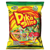 Jovy Pika Slice Watermelon Shell lollipops deliver sweet flavor with a chili kick, ideal for sharing.