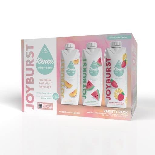 JOYBURST sugarfree electrolyte water variety pack front with colorful bottles for on-the-go hydration