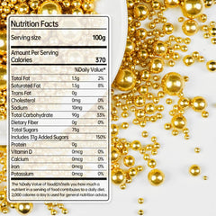 Joyvitas gold pearls brightening cupcakes with a luxurious metallic glow
