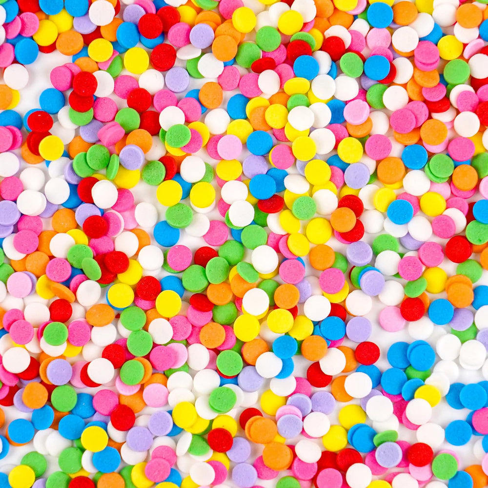 Joyvitas Rainbow Round Sprinkles pack adds vibrant color to cakes and cookies.