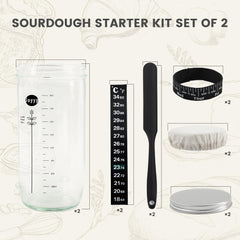 Joyyy starter thermometer inside the jar helps monitor fermentation temperature.