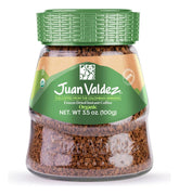 Juan Valdez Organic Freeze Dried Coffee classic flavor jar ready for hot brew.