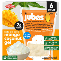 Jubes mango nata de coco jelly cubes close-up in syrup for tropical flavor