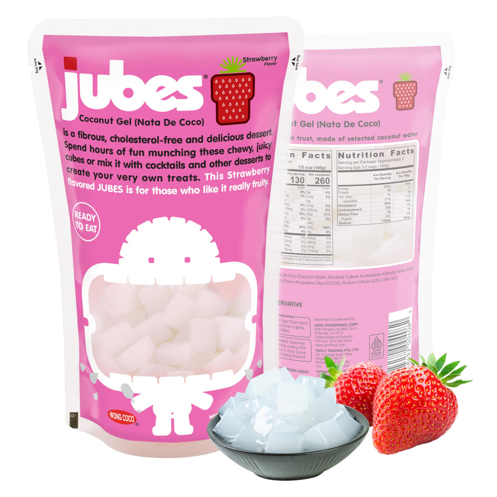 Jubes Strawberry Nata de Coco Jelly Cubes pack ready to top desserts