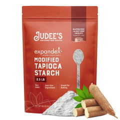 Judee's Expandex packaging for gluten-free starch, ideal for baking.
