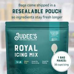 Judee's gluten free icing powder with egg whites for stable texture