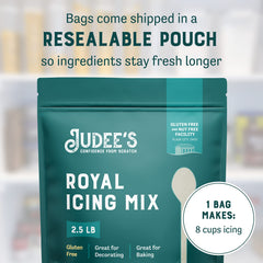 Judee's Royal Icing Mix used to decorate cookies with clean lines and even surfaces