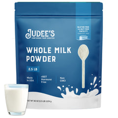 Judee's Gluten Free Whole Milk Powder pouch front showing premium shelf-stable ingredient for kitchens.