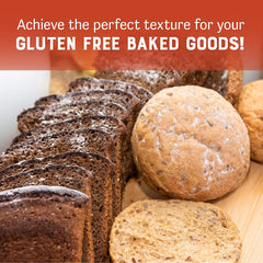 Judee's Gluten Free Xanthan Gum scoop highlights easy measuring for gluten-free recipes