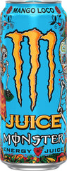 Close-up of mango slices beside Juice Monster Mango Loco highlighting tropical notes.
