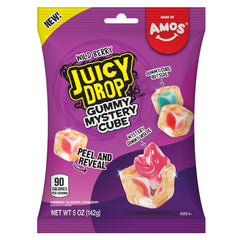 Juicy Drop Mystery Gummy Cubes peelable outer layer for interactive snacking