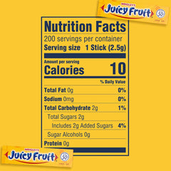 Juicy Fruit Gum 40x5 sticks sleeve close-up, convenient bulk.